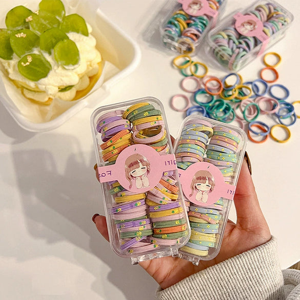 Wholesale Children's Rubber Band Hair Rope Handmade Cartoon Style With Letters Numbers Text Star Strawberry Flower Patterns For Girls