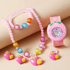 Wholesale Children's Silicone Cartoon Style Multi Style Watch Bracelet Necklace Hairpin Ring Set With Round Dial
