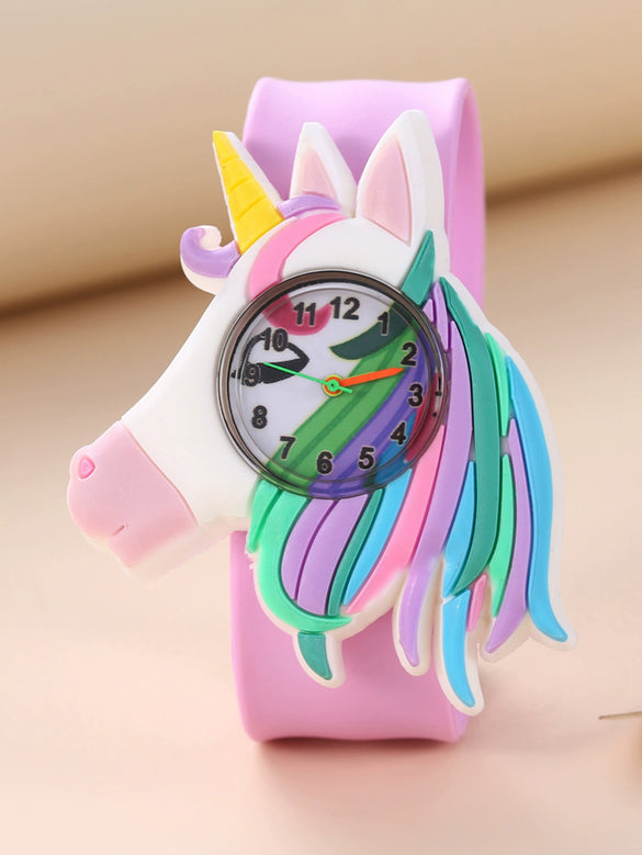 Wholesale Children's Silicone Cartoon Style Multi Style Watch Bracelet Necklace Hairpin Ring Set With Round Dial