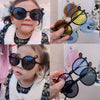 Wholesale Children's Sunglasses Plastic Frame Round Frame With Cute Bear Ears Cartoon Design