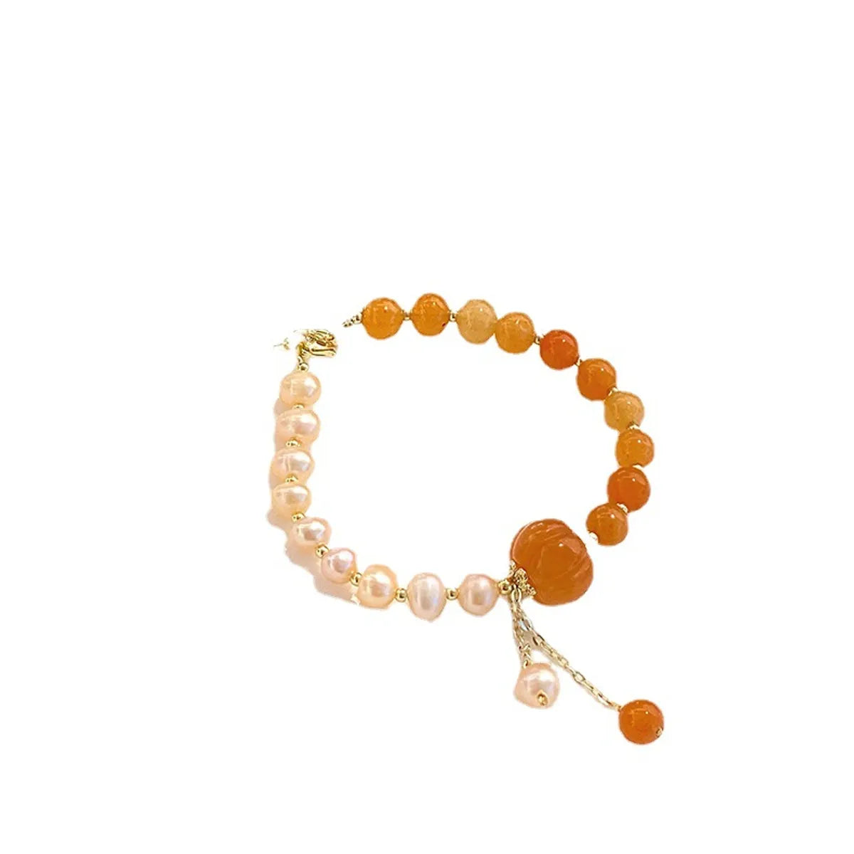 Wholesale Chinoiserie Retro Pumpkin Freshwater Pearl Jade Bracelets