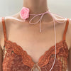 Wholesale Choker Necklace Retro Rose Flower Style Alloy Pendant Flannel Chain Cloth Material
