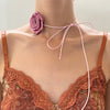 Wholesale Choker Necklace Retro Rose Flower Style Alloy Pendant Flannel Chain Cloth Material