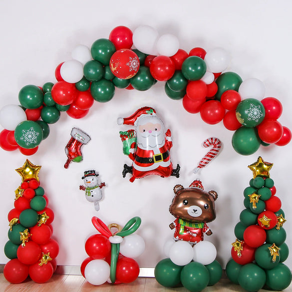 Wholesale Christmas Aluminum Foil And Latex Balloon Set Round Decorative Balloons For Party Scene Decoration