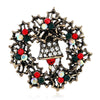 Wholesale Christmas Bell Alloy Rhinestone Encrusted Retro Brooch For Women