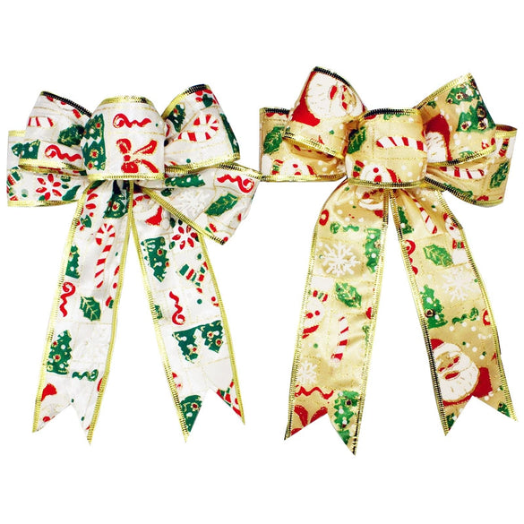 Wholesale Christmas Bow Ornaments Cloth Cartoon Painted Gold Printed