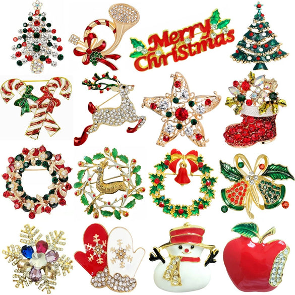 Wholesale Christmas Brooch Zinc Alloy Animal Heart Letters Flower Geometric Electroplating For Women