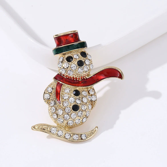 Wholesale Christmas Brooches For Women Alloy Snowflake Snowman Tree And Boot Pins With Diamond Accents