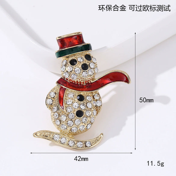 Wholesale Christmas Brooches For Women Alloy Snowflake Snowman Tree And Boot Pins With Diamond Accents