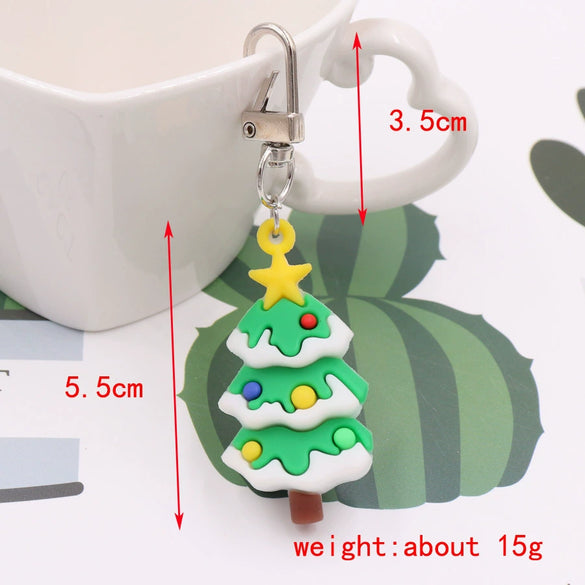 Wholesale Christmas Cartoon Keychain Pendant Zinc Alloy Pvc Plastic Soft Rubber Material