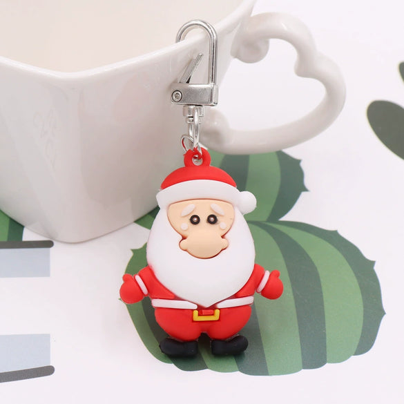 Wholesale Christmas Cartoon Keychain Pendant Zinc Alloy Pvc Plastic Soft Rubber Material