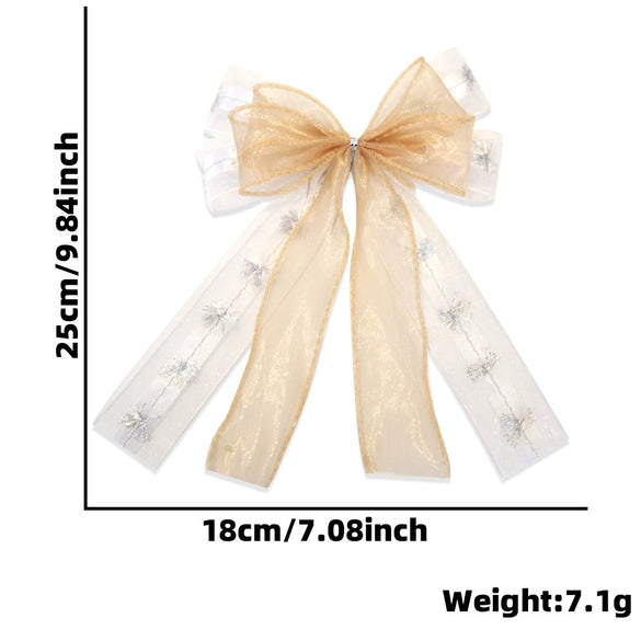 Wholesale Christmas Decorations Polyester Handmade Mesh Bow Pendant For Christmas Tree Arrangement And Gift Decoration