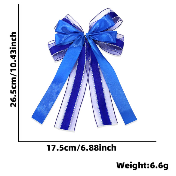 Wholesale Christmas Decorations Polyester Handmade Mesh Bow Pendant For Christmas Tree Arrangement And Gift Decoration