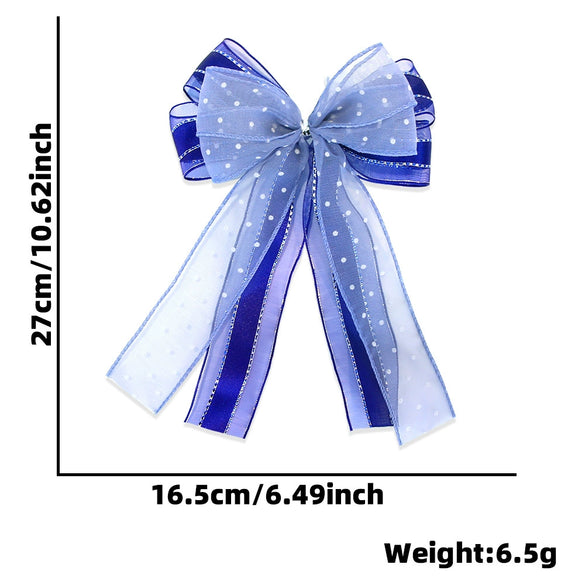Wholesale Christmas Decorations Polyester Handmade Mesh Bow Pendant For Christmas Tree Arrangement And Gift Decoration