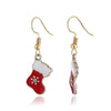 Wholesale Christmas Earrings Alloy Dripping Oil Snowflake Christmas Socks Design