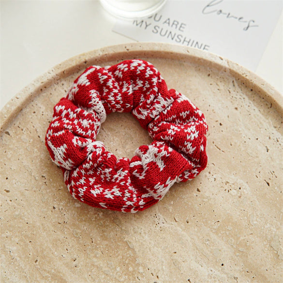 Wholesale Christmas Flannel Handmade High Elastic Hair Band Hair Rope For Autumn And Winter