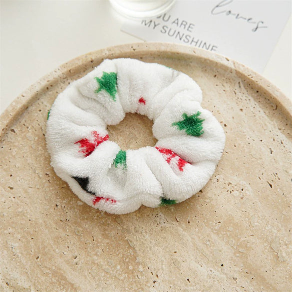 Wholesale Christmas Flannel Handmade High Elastic Hair Band Hair Rope For Autumn And Winter
