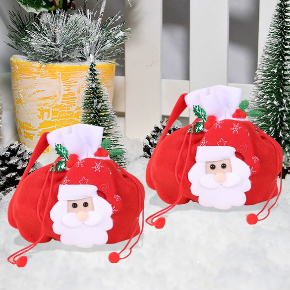Wholesale Christmas Gift Bag Non Woven With Santa Claus Snowman Elk Bear Candy Fruit Patterns