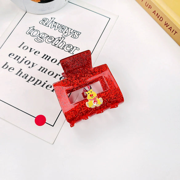 Wholesale Christmas Hair Accessories Acrylic Glitter Handmade Handpainted Women's Jewelry Grab Clip