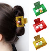 Wholesale Christmas Hair Accessories Acrylic Glitter Handmade Handpainted Women's Jewelry Grab Clip