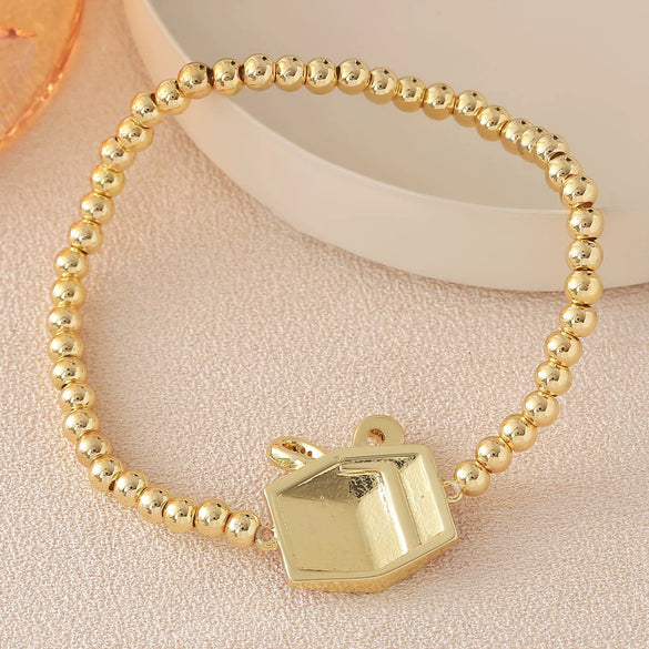 Wholesale Christmas Jewelry Copper And Plastic Goldplated Unisex Elastic Bracelet For Office Ladies