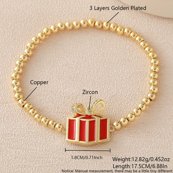 Wholesale Christmas Jewelry Copper And Plastic Goldplated Unisex Elastic Bracelet For Office Ladies