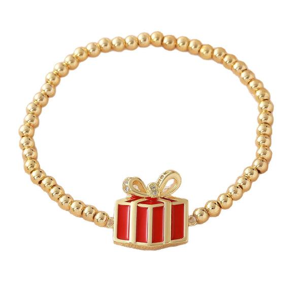 Wholesale Christmas Jewelry Copper And Plastic Goldplated Unisex Elastic Bracelet For Office Ladies