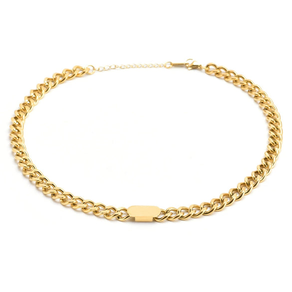 Wholesale Christmas Jewelry Set For Women Titanium Steel Long Square Thick Chain Bracelet And Necklace With Geometric Design And Electroplating