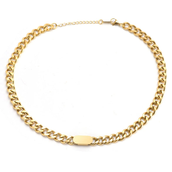 Wholesale Christmas Jewelry Set For Women Titanium Steel Long Square Thick Chain Bracelet And Necklace With Geometric Design And Electroplating