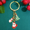 Wholesale Christmas Keychain Key Ring Zinc Alloy Santa Claus Christmas Tree Elk Snowflake Ornament Pendant Electroplated