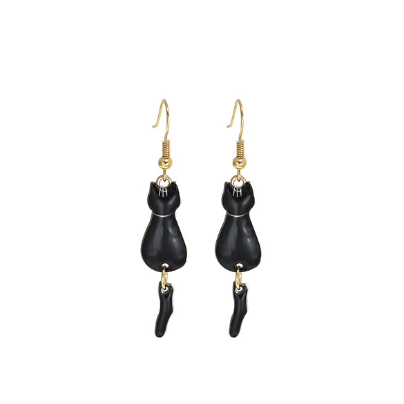 Wholesale Christmas Series Alloy Earrings With Cute Cat Animal Pattern Electroplated For Women