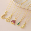 Wholesale Christmas Series Copper 18K Goldplated Pendant Necklace With Christmas Tree Snowman Socks Hat Scepter Light Luxury Style O Word Chain Unisex