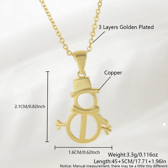 Wholesale Christmas Series Copper 18K Goldplated Pendant Necklace With Christmas Tree Snowman Socks Hat Scepter Light Luxury Style O Word Chain Unisex