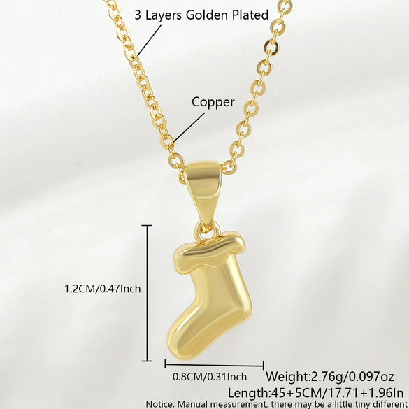 Wholesale Christmas Series Copper 18K Goldplated Pendant Necklace With Christmas Tree Snowman Socks Hat Scepter Light Luxury Style O Word Chain Unisex