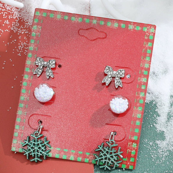 Wholesale Christmas Series Earrings Alloy Cartoon Cute Simulation Snowflake Elk Electroplated