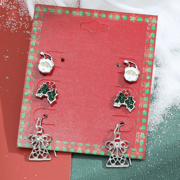 Wholesale Christmas Series Earrings Alloy Cartoon Cute Simulation Snowflake Elk Electroplated