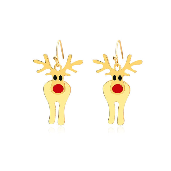 Wholesale Christmas Series Earrings Alloy Cartoon Cute Simulation Snowflake Elk Electroplated