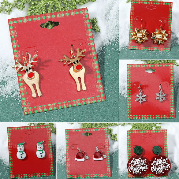 Wholesale Christmas Series Earrings Alloy Cartoon Cute Simulation Snowflake Elk Electroplated