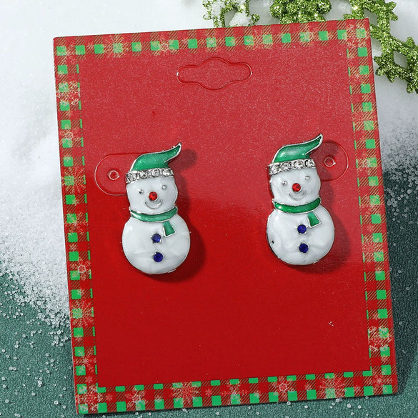 Wholesale Christmas Series Earrings Alloy Cartoon Cute Simulation Snowflake Elk Electroplated
