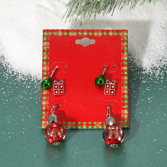Wholesale Christmas Series Earrings Alloy Cartoon Cute Simulation Snowflake Elk Electroplated