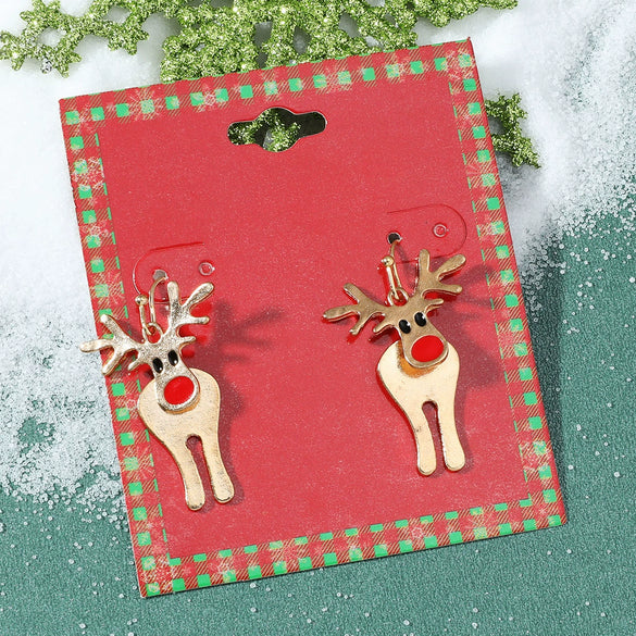 Wholesale Christmas Series Earrings Alloy Cartoon Cute Simulation Snowflake Elk Electroplated