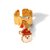 Wholesale Christmas Series Stainless Steel Ring With Christmas Tree Snowman Elk Bell Pendant Jewelry For Women Featuring Animal Branch Patterns And Dripping Oil Design