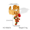Wholesale Christmas Series Stainless Steel Ring With Christmas Tree Snowman Elk Bell Pendant Jewelry For Women Featuring Animal Branch Patterns And Dripping Oil Design