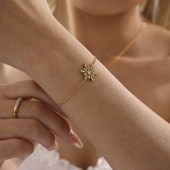 Wholesale Christmas Snowflake Style Titanium Steel Pvd Plated Jewelry For Women With Cnc Zircon And Geometric Design