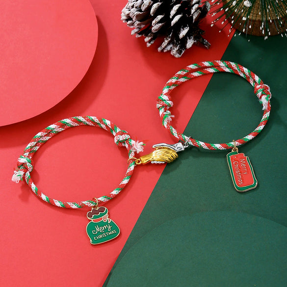 Wholesale Christmas Thread Rope Hand Knitted Unisex Couple Bracelet