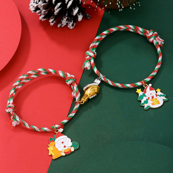 Wholesale Christmas Thread Rope Hand Knitted Unisex Couple Bracelet