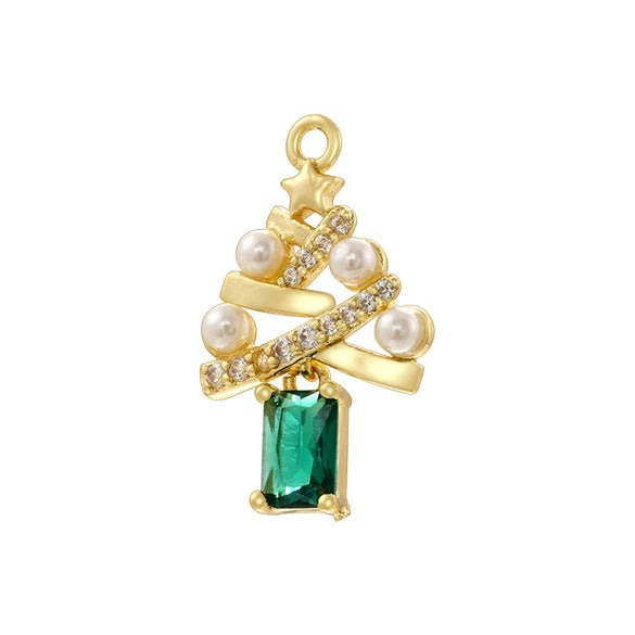 Wholesale Christmas Tree Pendant And Stockings Jewelry Copper With Fruit And Bow Tie Pattern And Zirconia Design