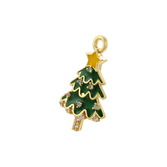 Wholesale Christmas Tree Pendant And Stockings Jewelry Copper With Fruit And Bow Tie Pattern And Zirconia Design