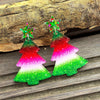 Wholesale Christmas Tree Pendant Earrings Printed Acrylic Geometric Fivepointed Star Earrings For Women