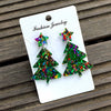 Wholesale Christmas Tree Pendant Earrings Printed Acrylic Geometric Fivepointed Star Earrings For Women